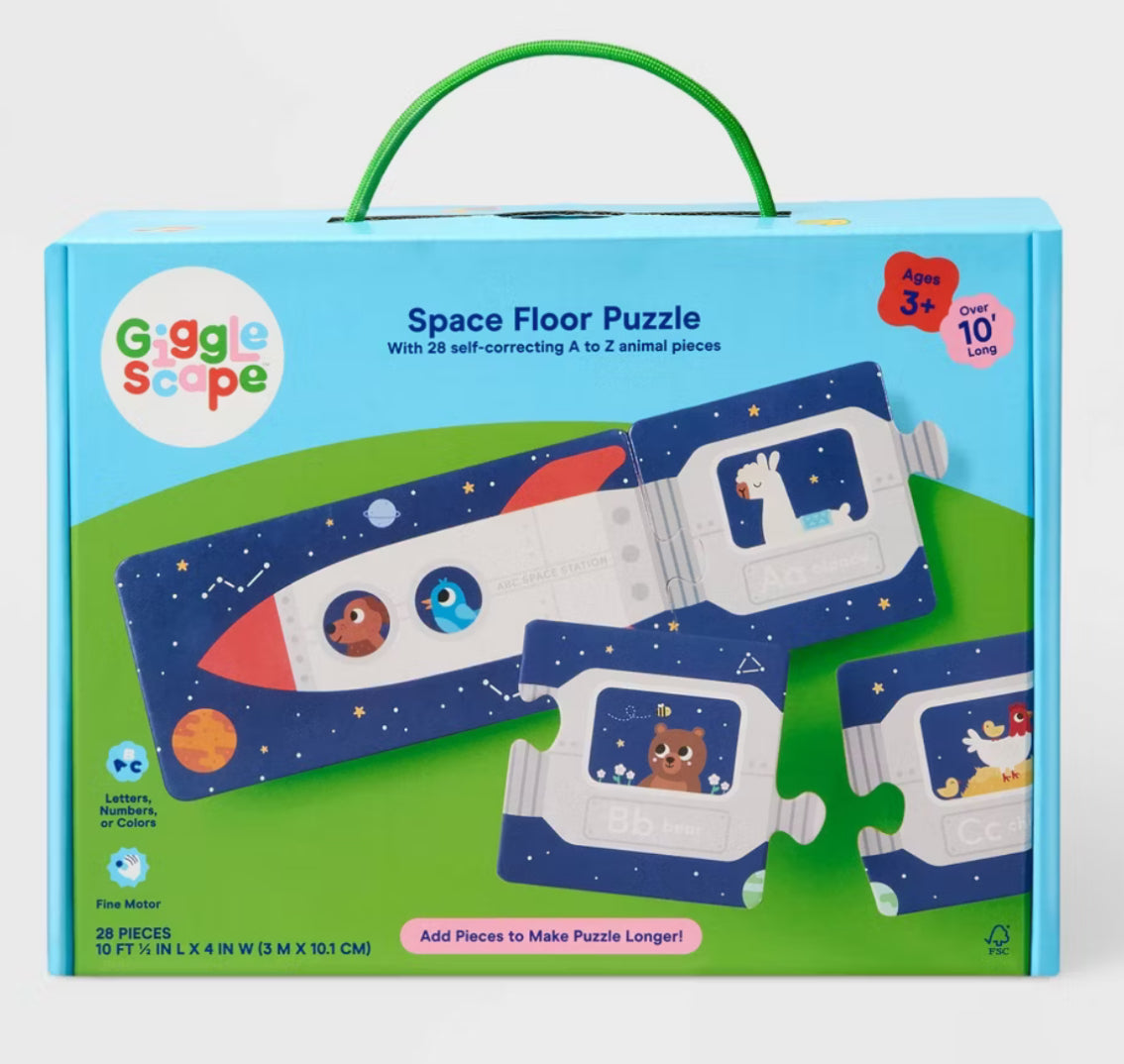 Alphabet Space Floor Puzzle 28pc - Gigglescape™: Toddler Educational Toy, Kids Problem Solving, Letters & Numbers