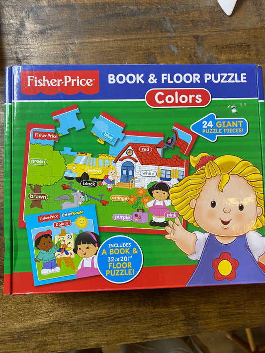 FISHER-PRICE BOOK AND FLOOR PUZZLE ON COLORS