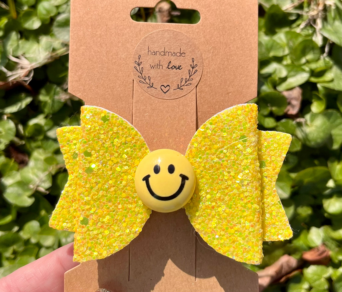 Handmade Smiley Face Bow