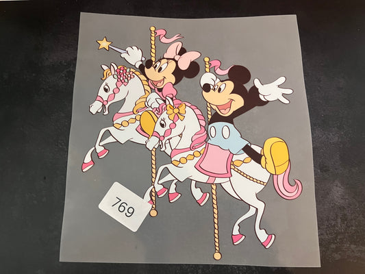 Custom made Mickey Minnie carousel horse shirt top