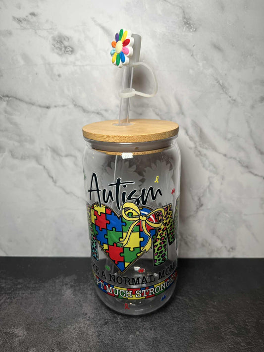Custom plastic  16oz cup Tumbler with straw Autism Plastic