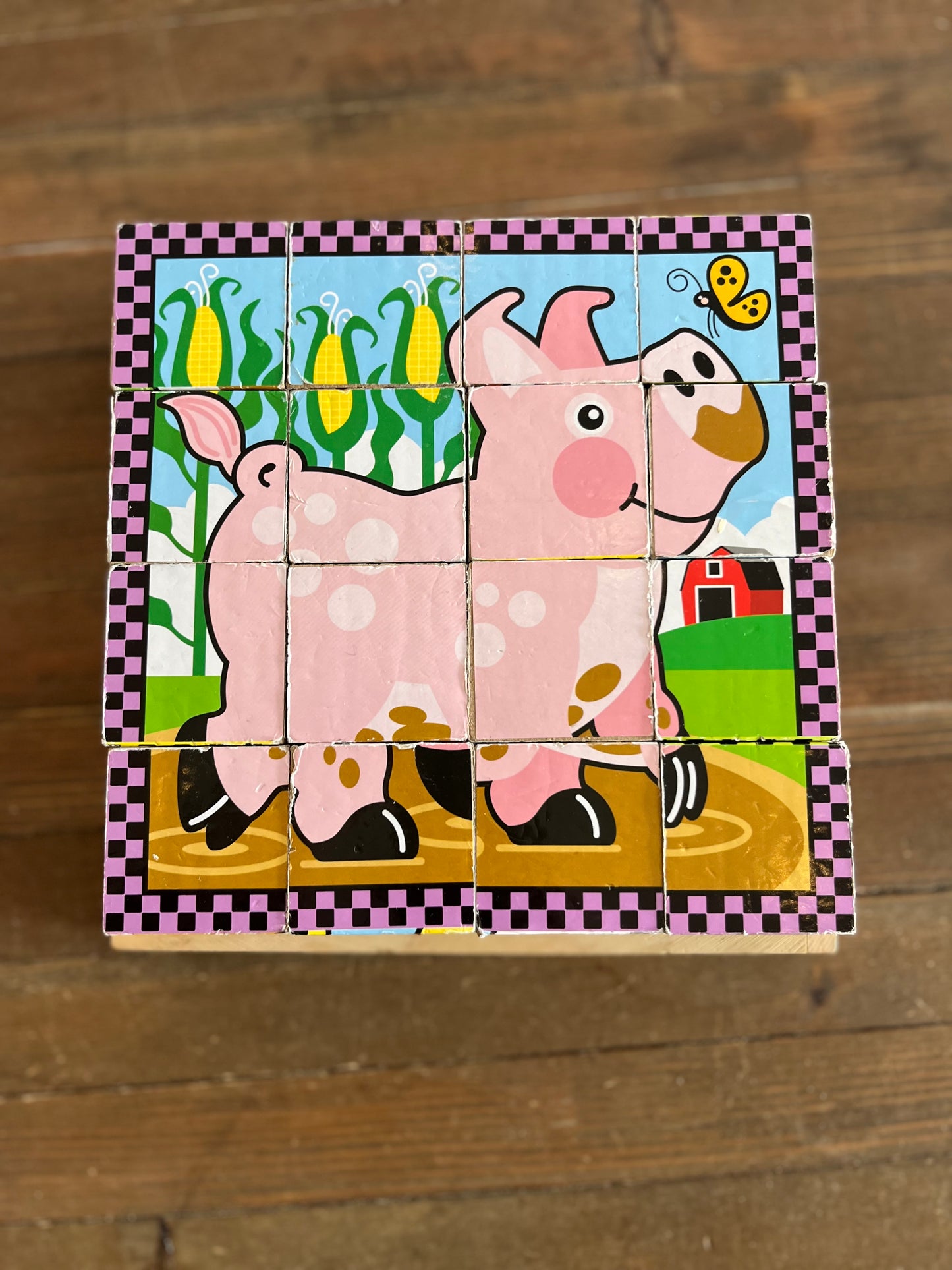 Melissa & Doug Farm Animals Wooden Cube Puzzle.