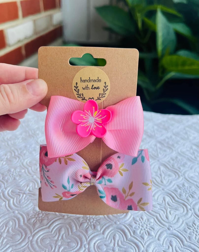 Handmade 2 Piece Summer Flower Bow