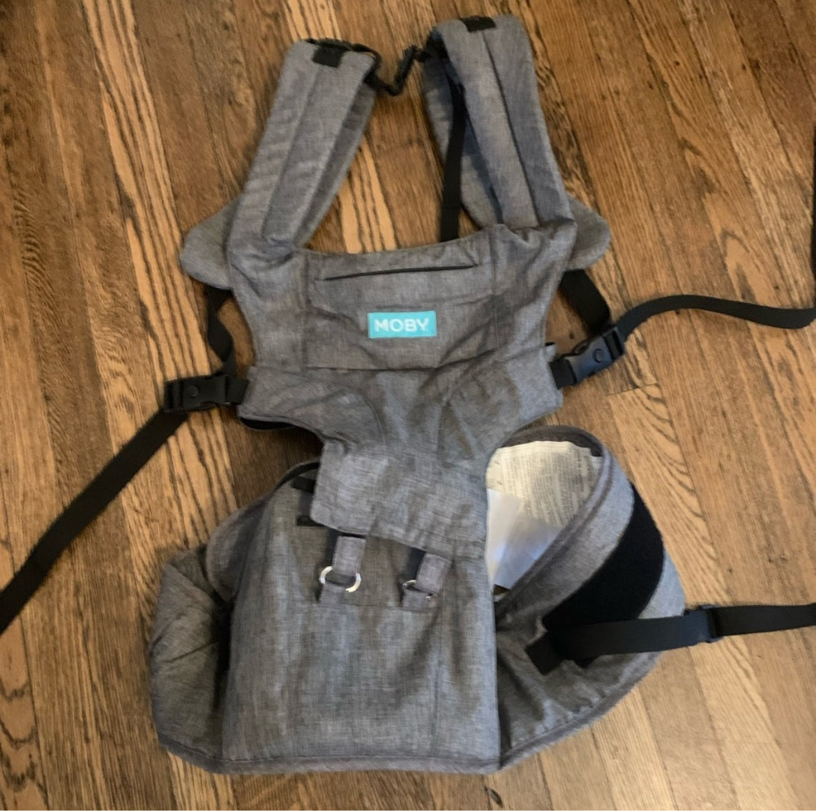 Moby Wrap 2-in-1 Baby Carrier + Hip Seat, Heathered Grey