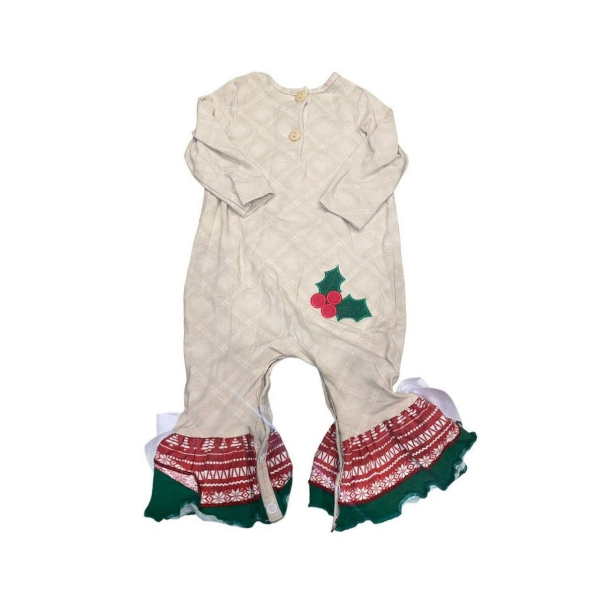 Ricrac & Ruffles 6/9M Santa Romper