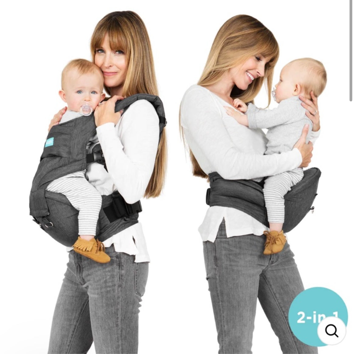 Moby Wrap 2-in-1 Baby Carrier + Hip Seat, Heathered Grey