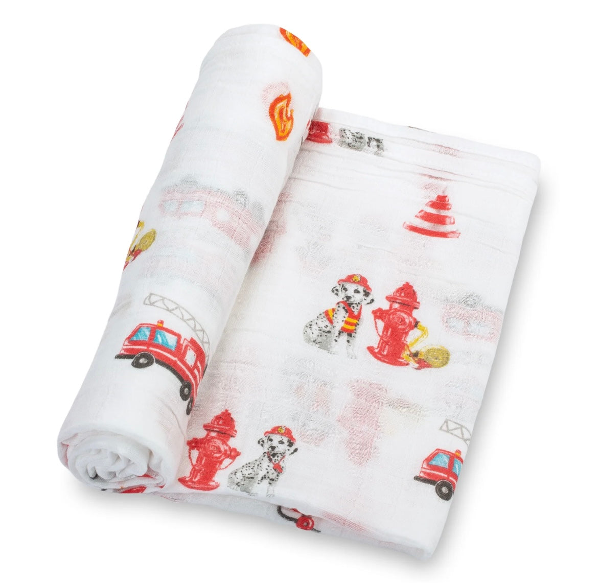 NWT Lolly Banks Fireman Baby Muslin Swaddle Blanket