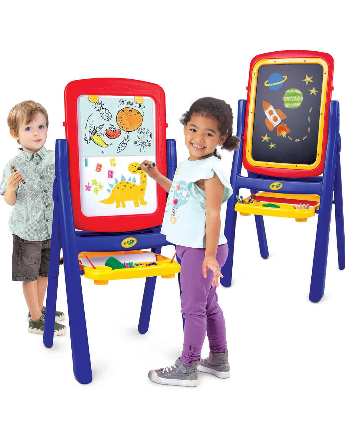 Crayola Qwikflip 2-Sided Easel, with Chalkboard, Magnetic Dry-Erase Board