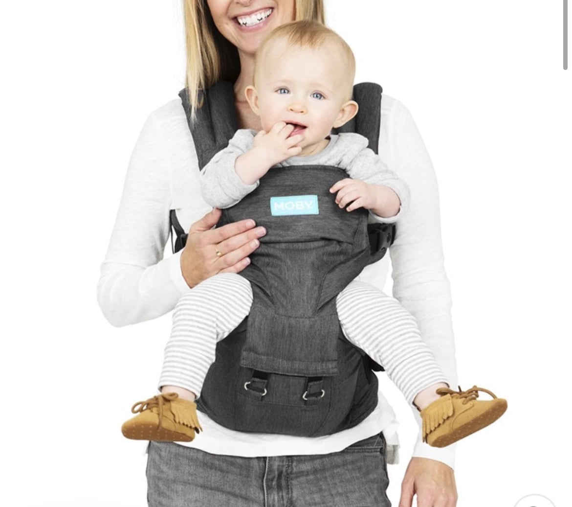 Moby Wrap 2-in-1 Baby Carrier + Hip Seat, Heathered Grey