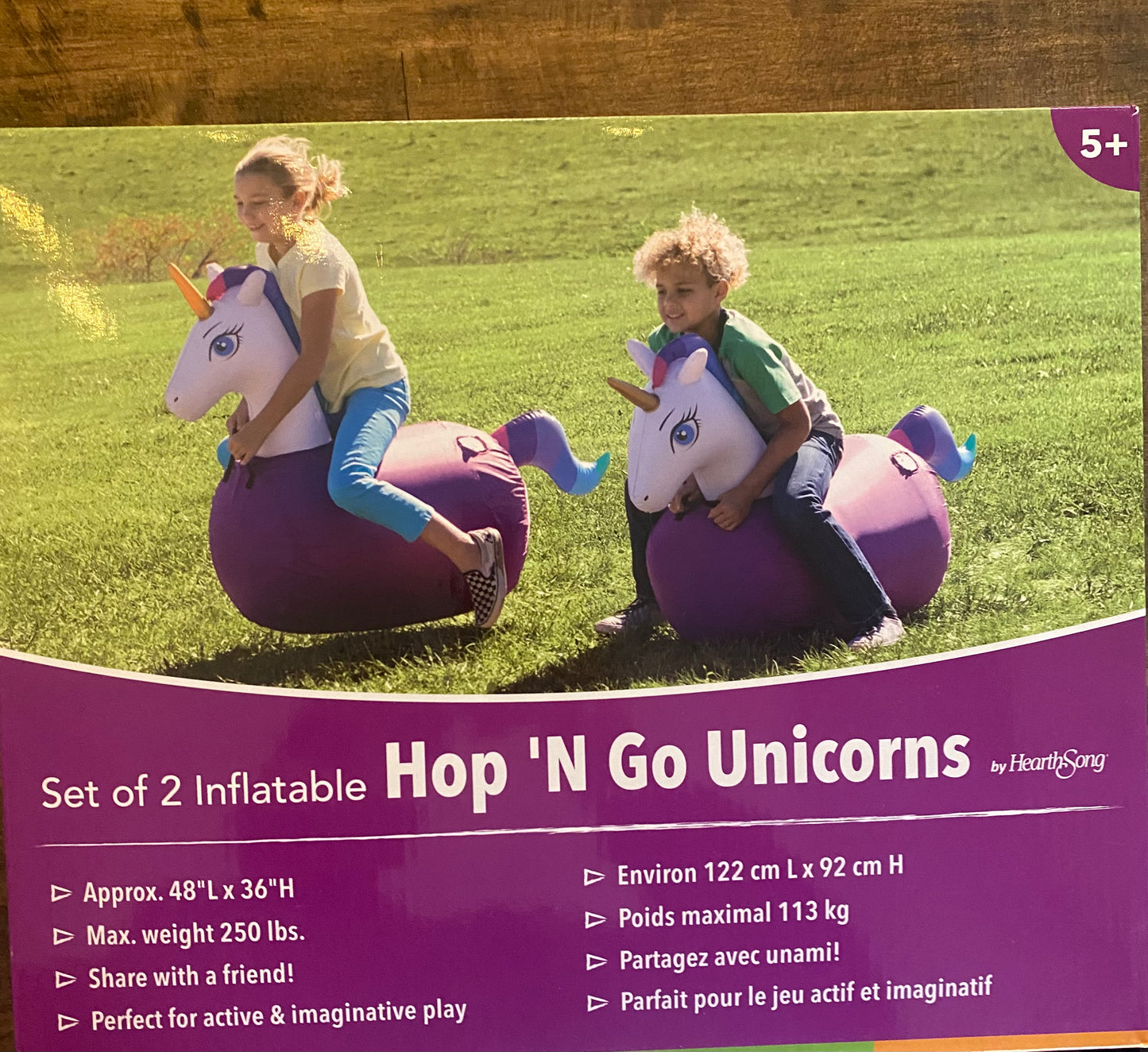 NEW HearthSong Inflatable Hop 'N Go Unicorns Set of 2