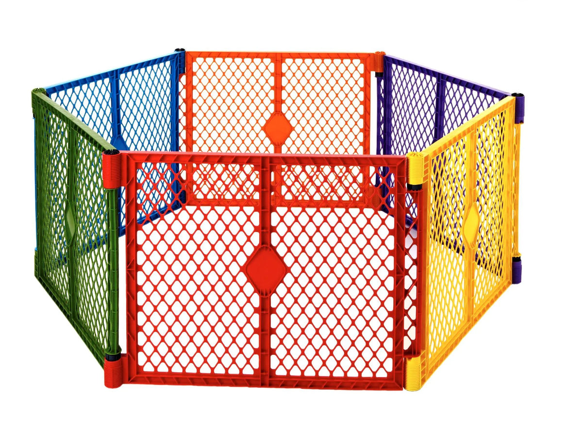 Toddleroo by North States Superyard Colorplay Baby Play Yard, Multicolor Plastic