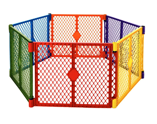 Toddleroo by North States Superyard Colorplay Baby Play Yard, Multicolor Plastic