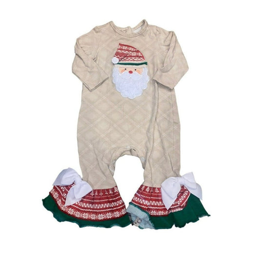 Ricrac & Ruffles 6/9M Santa Romper