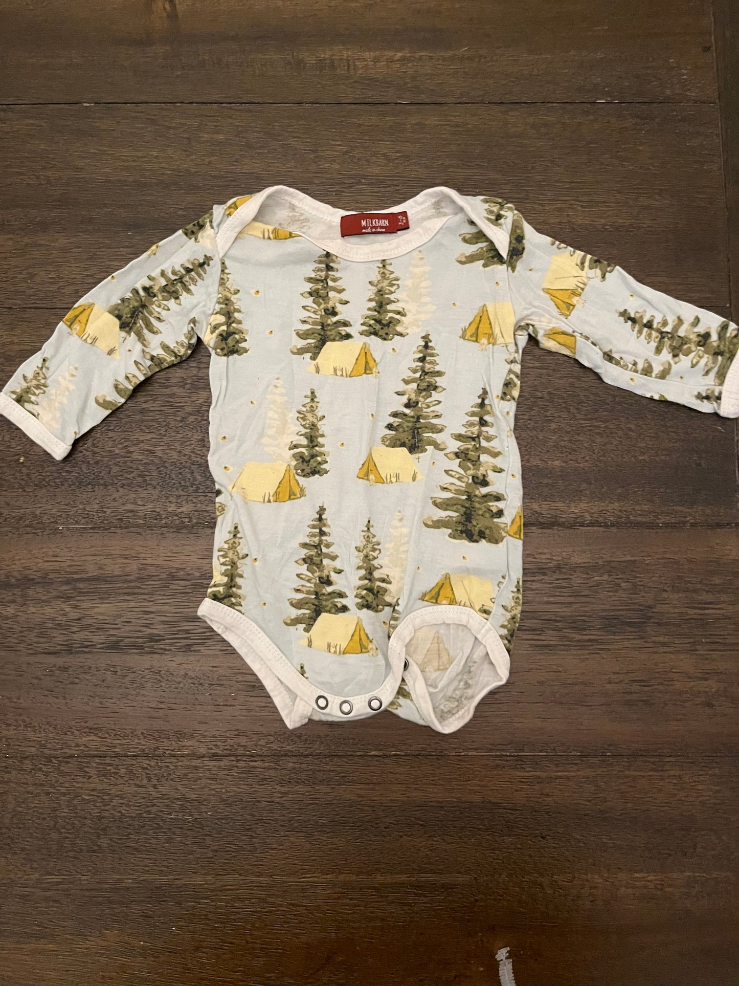 Milk barn Camping Bamboo Long Sleeve 3/6M Bodysuit