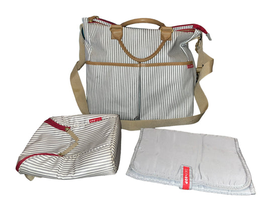 Skip Hop Diaper Bag: Iconic Duo Signature Function Forward Tote with Changing Pad & Stroller Attachement French Stripe