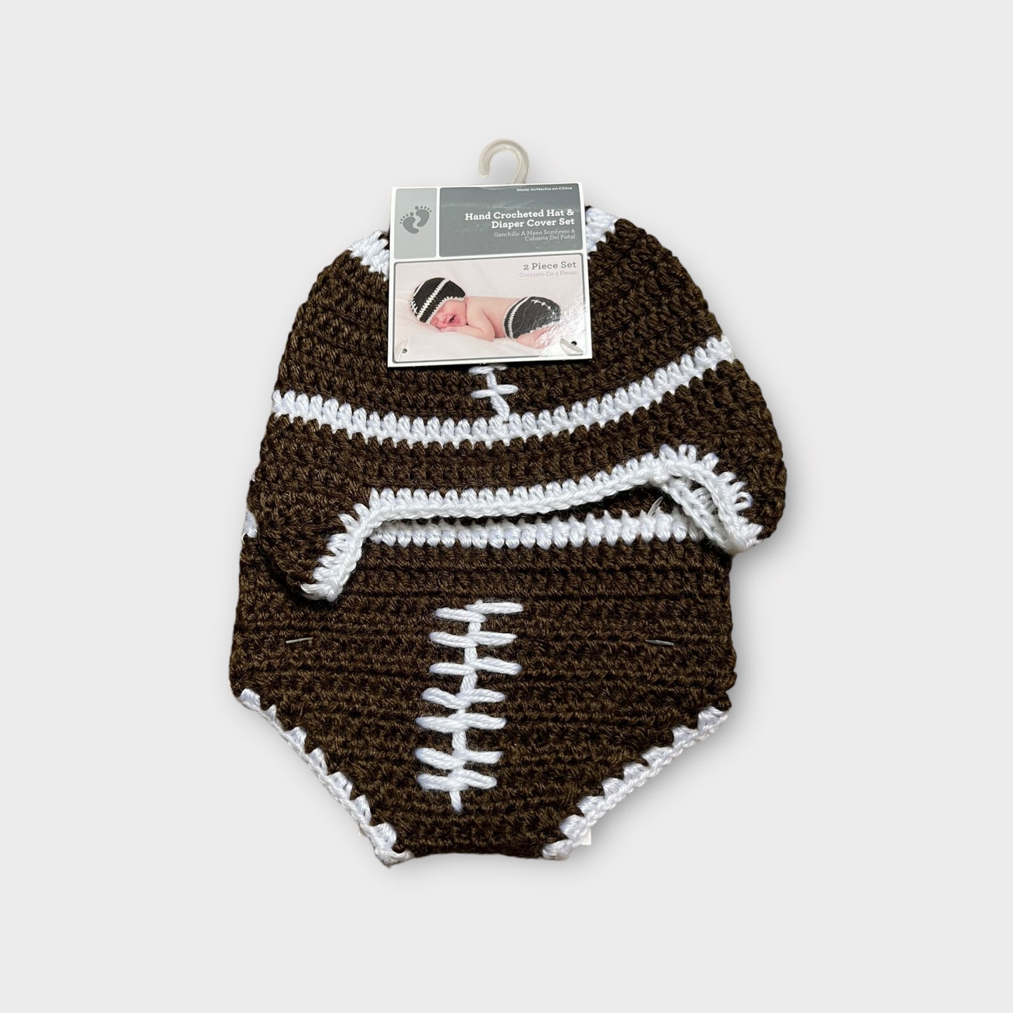 Baby Football Beanie and Diaper Cover Set 0/9M