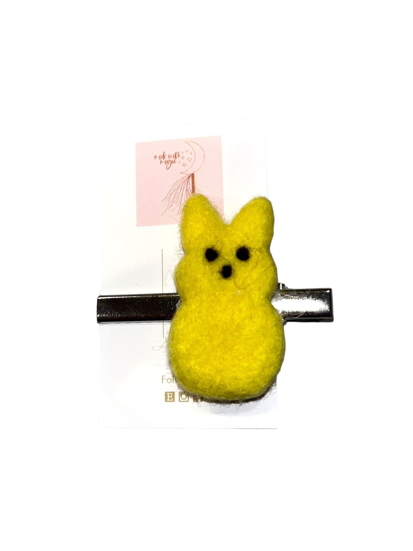 NWT Handmade Felt Easter Bunny Peep Hair Clip