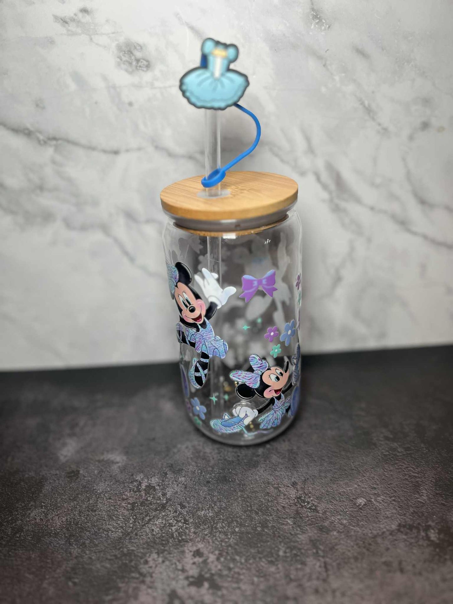 Custom plastic  16oz cup Tumbler with straw Minnie Plastic