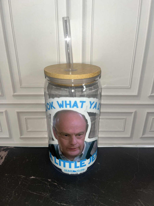 Custom plastic 16oz cup Tumbler with straw Home Alone Little Jerk