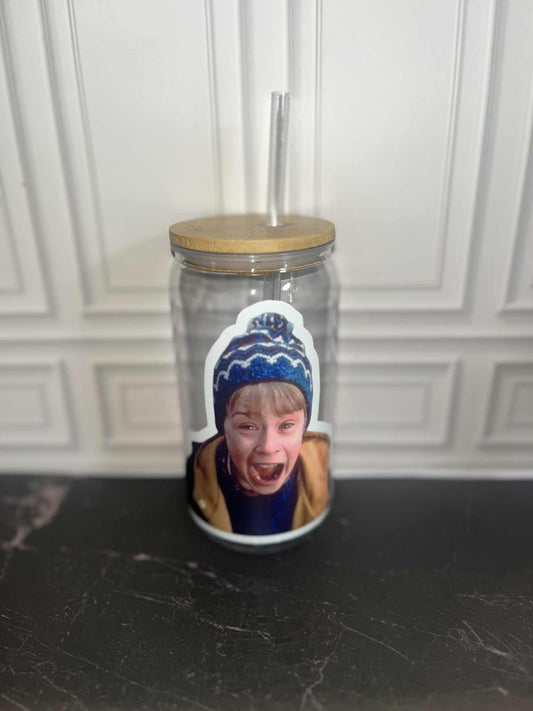 Custom plastic 16oz cup movies Tumbler with straw Home Alone Kevin Christmas